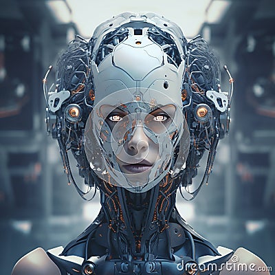 A beautiful Robotic girl with beautiful eyes. Stock Photo
