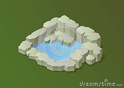 Beautiful rock pool isolated Vector Illustration