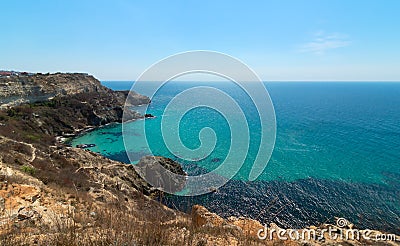 Beautiful rocks near the sea coast. Cape Fiolent, Sevastopol Stock Photo