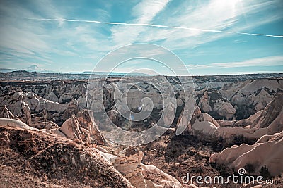 Beautiful rocky landscape in Cappadocia. Goreme, Nevsehir, Turkey Stock Photo