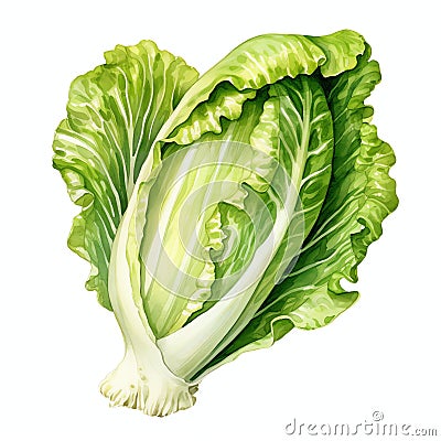 beautiful Romaine Lettuce watercolor Vegetable clipart illustration Cartoon Illustration