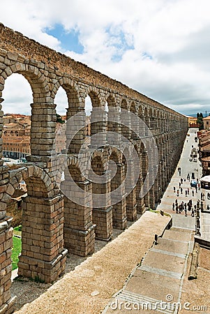 Beautiful, Roman Aqueduct in Segovia Stock Photo