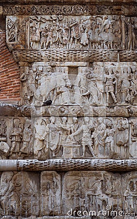 Beautiful Roman period Bas-relief sculpture in Thessaloniki, Greece Stock Photo