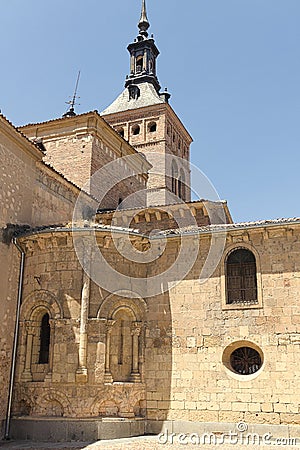 Segovia, Spain. Old church against the blue sky. Stock Photo