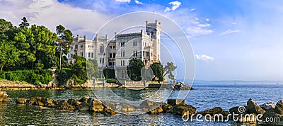 Beautiful castles of Italy - Miramare in Trieste Stock Photo