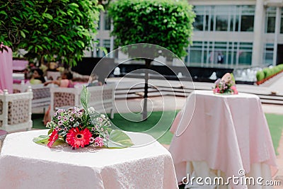 Beautiful romantic elegant wedding decor for a luxury dinner in Italy, Stock Photo