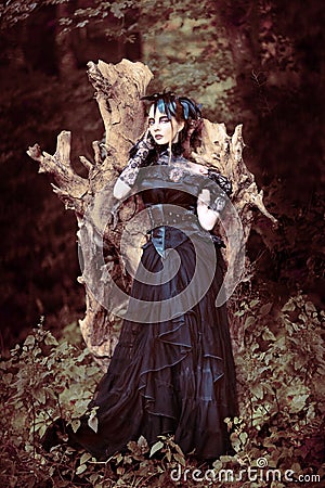 Beautiful, romantic gothic styled woman Stock Photo
