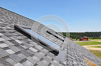 Beautiful roof windows and skylights Stock Photo