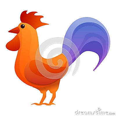 Beautiful rooster icon, cartoon style Vector Illustration