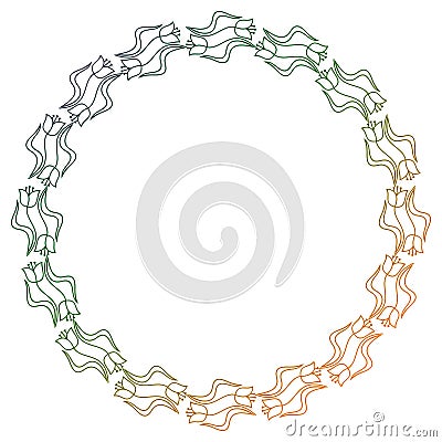 Beautiful round floral frame with gradient fill. Raster clip ar Stock Photo