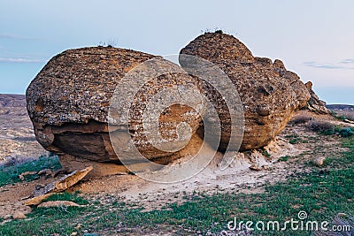 Beautiful round sandstones in rocky desert in western Kazakhstan Stock Photo