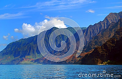 Beautiful and Rugged Na Pali State Park on Kauai WFT Stock Photo