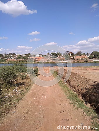 Beautiful rural pathway with sky Stock Photo