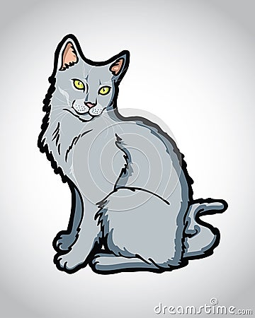 Beautiful Russian blue, chartreux, korat cat vecto Vector Illustration