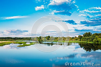 Beautiful Russian Lake River Nature Stock Photo