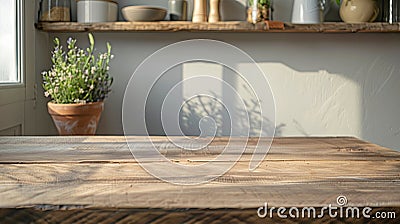 Beautiful rustic kitchen table with copy space Cartoon Illustration