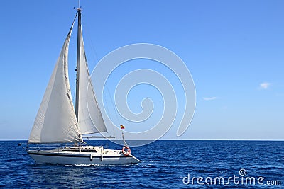 Beautiful sailboat sailing sail blue Mediterranean Stock Photo