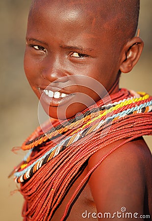 Beautiful Samburu girl in Archers Post, Kenya. Editorial Stock Photo