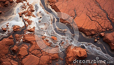 Beautiful sand dune landscape, eroded rock, wet sandstone, blue water generated by AI Stock Photo