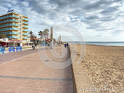 Beautiful sandy beach at Palma de Mallorca Editorial Stock Photo