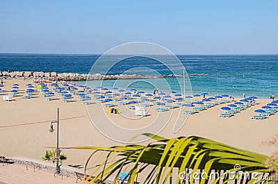 Beautiful sandy De Las Vistas beach on tenerife island. Editorial Stock Photo