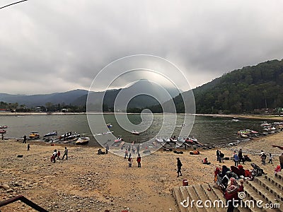 Beautiful Sarangan lake at east java province Editorial Stock Photo