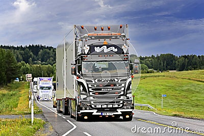 Beautiful Scania Streamline Truck on Road Editorial Stock Photo