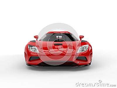 Beautiful scarlet red futuristic sports car - front view Stock Photo