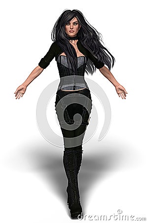 Beautiful Scarred Woman Arms Outstretched Isolated Stock Photo