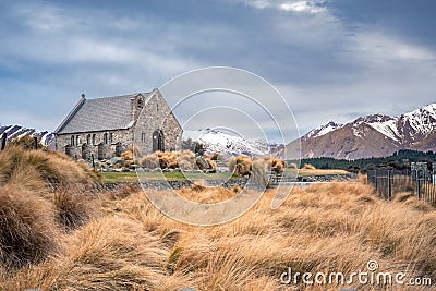 Beautiful scene of Church of good Shepherd in the winter morning Stock Photo