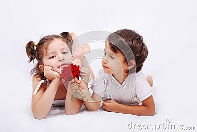  Beautiful  Scene Of A Girl  And Boy  Laying Royalty Free 