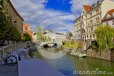 Beautiful scene in Ljubljana, Slovenia Editorial Stock Photo