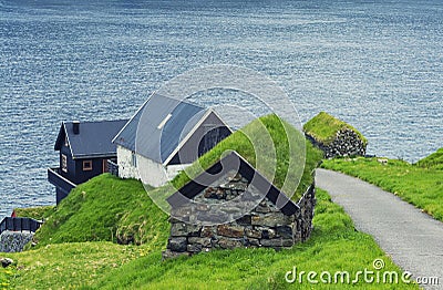 Beautiful Scene, Mikladalur village, Faroe Islands Stock Photo