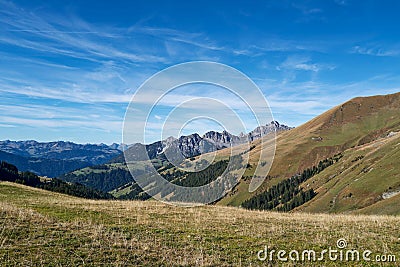 Beautiful. scene of Swiss Alps, Bernese Oberland, Lenk im Simmental, Switzerland Stock Photo