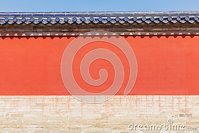 Beautiful Scene of Temple of Heaven red walls Stock Photo