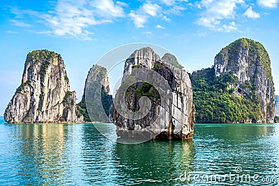 Beautiful Scenery at Halong Bay, Vietnam Stock Photo