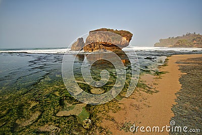 Beautiful Scenery Kukup Beach Jogjakarta Stock Photo