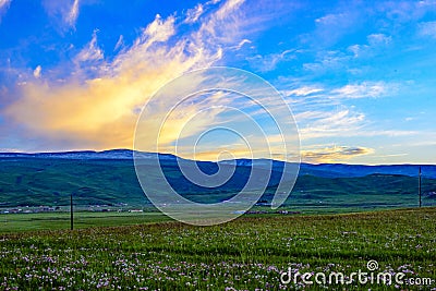 The beautiful scenery of the Qinghai - Tibetan plateau at sunset, Qinghai province, China Stock Photo
