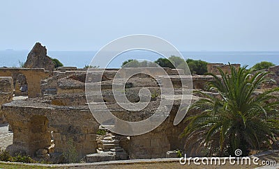 Beautiful scenery of the ruins of Carthage. Stock Photo