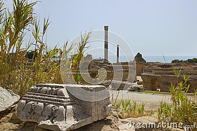 Beautiful scenery of the ruins of Carthage. Stock Photo