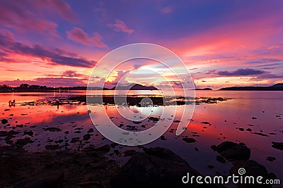 Beautiful scenery sunset or sunrise dramatic sky view of the sea Stock Photo