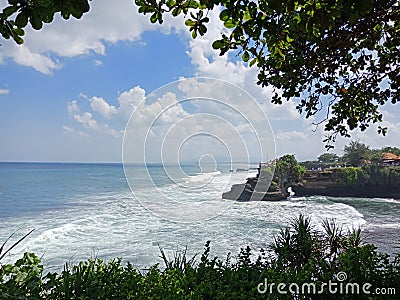 Beautiful Scenery at Tanah Lot Bali Stock Photo