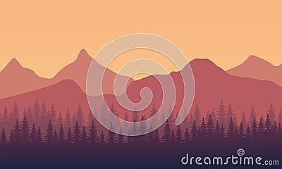 The beautiful scenery tree and mountain in the afternoon. City vector Vector Illustration