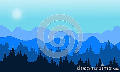 The beautiful scenery tree and mountain. City vector Vector Illustration