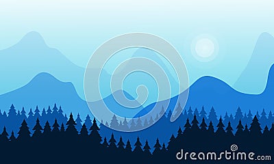 The beautiful scenery tree and mountains. City vector Vector Illustration