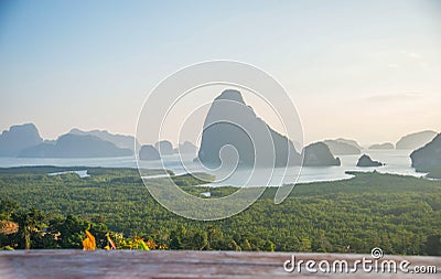 Beautiful and scenery viewpoint over Phang Nga Bay Sametnangshe Island , Thailand Stock Photo