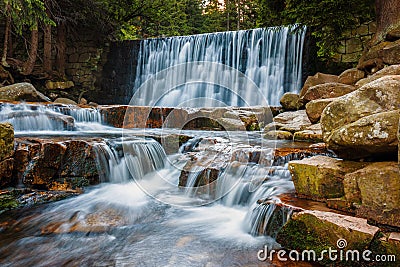 Beautiful scenery of the Wild Waterfall on the lomnica river, Karpacz. Poland Stock Photo