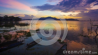 beautiful scenic of Bangpra reservoir dusky time in chonburi eastern thailand Stock Photo