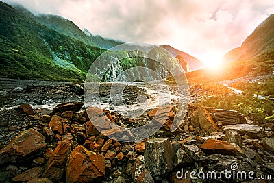 Beautiful scenic of fox glacier west coast southland new zealand Stock Photo