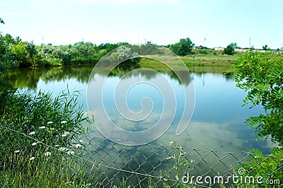 Beautiful scenic lake in the morning Ukraine, quiet peaceful place, nature reserve Stock Photo